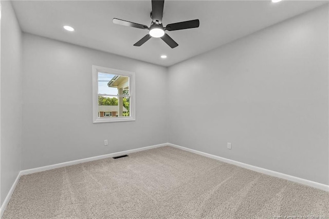 3902 Hartwell Rd, Fayetteville, NC 28304 - spare room featuring baseboards, carpet floors, recessed lighting, and ceiling fan