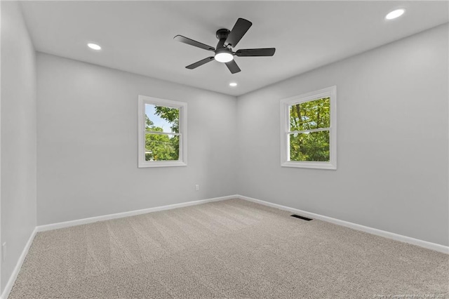 3902 Hartwell Rd, Fayetteville, NC 28304 - carpeted spare room featuring baseboards, recessed lighting, and ceiling fan