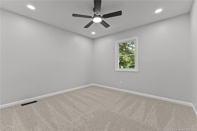3902 Hartwell Rd, Fayetteville, NC 28304 - carpeted empty room with baseboards, recessed lighting, and a ceiling fan