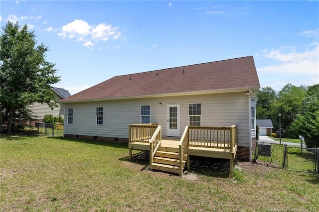 926 Foxhunt Ln, Fayetteville, NC 28314 - rear view of property featuring crawl space and a wooden deck