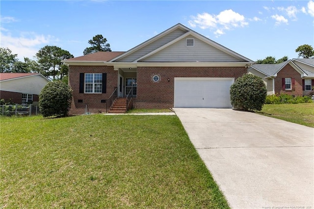926 Foxhunt Ln, Fayetteville, NC 28314 - single story home with brick siding, a front lawn, concrete driveway, and a garage