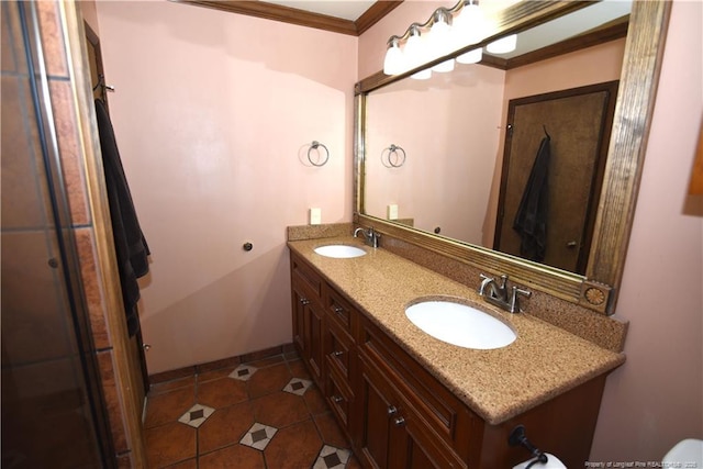 4207 Aldwych St, Lumberton, NC 28358 - full bath with double vanity and tile patterned flooring