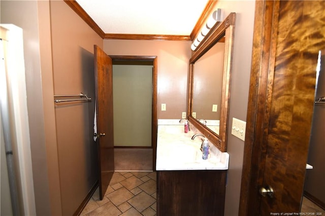 4207 Aldwych St, Lumberton, NC 28358 - bathroom featuring crown molding and vanity