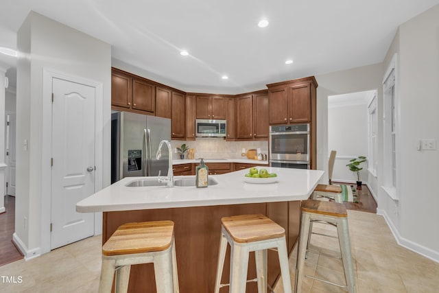 522 N Scotswood Blvd, Hillsborough, NC 27278 - kitchen with appliances with stainless steel finishes, a sink, light countertops, tasteful backsplash, and recessed lighting