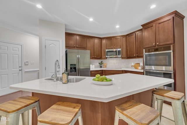 522 N Scotswood Blvd, Hillsborough, NC 27278 - kitchen with appliances with stainless steel finishes, a sink, tasteful backsplash, light countertops, and recessed lighting