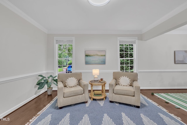 522 N Scotswood Blvd, Hillsborough, NC 27278 - living area featuring plenty of natural light, ornamental molding, wood finished floors, and baseboards