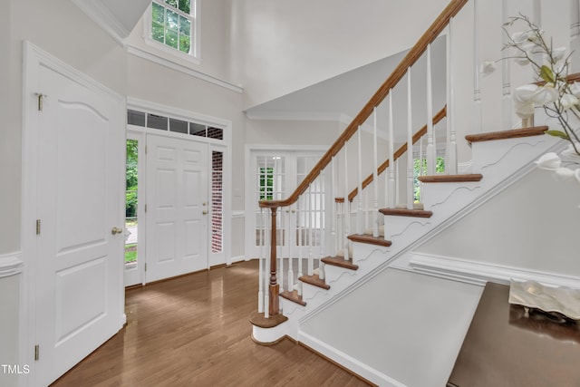 522 N Scotswood Blvd, Hillsborough, NC 27278 - foyer featuring a high ceiling, wood finished floors, and stairs