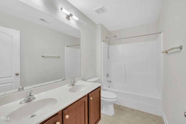 522 N Scotswood Blvd, Hillsborough, NC 27278 - full bathroom with toilet, double vanity, tile patterned floors, and bathtub / shower combination