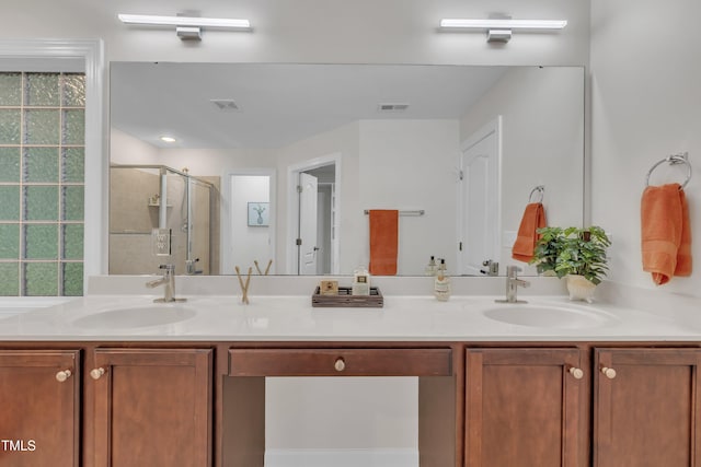 522 N Scotswood Blvd, Hillsborough, NC 27278 - bathroom with double vanity and a stall shower