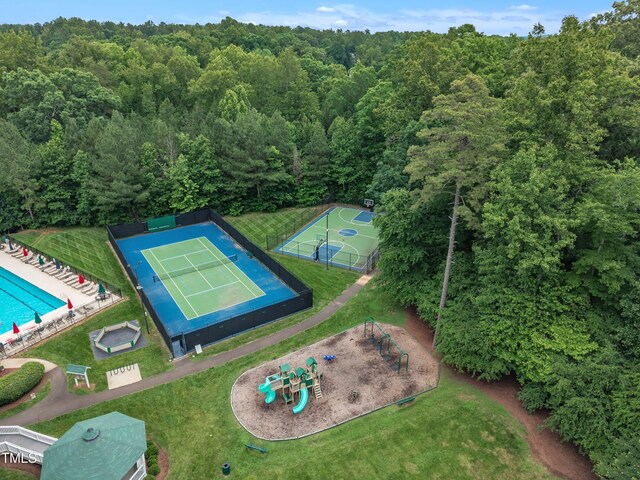 522 N Scotswood Blvd, Hillsborough, NC 27278 - aerial view of a forest and a pool area