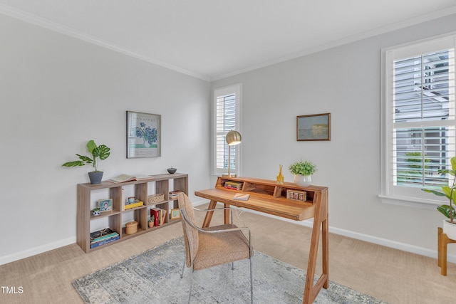151 Bridge St, Hillsborough, NC 27278 - carpeted office featuring crown molding and baseboards