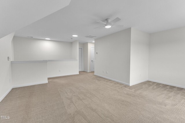 151 Bridge St, Hillsborough, NC 27278 - empty room with ceiling fan, carpet floors, recessed lighting, and baseboards