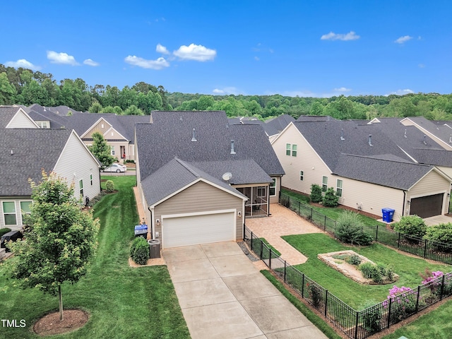 151 Bridge St, Hillsborough, NC 27278 - view of front of property featuring an attached garage, a residential view, concrete driveway, and a shingled roof