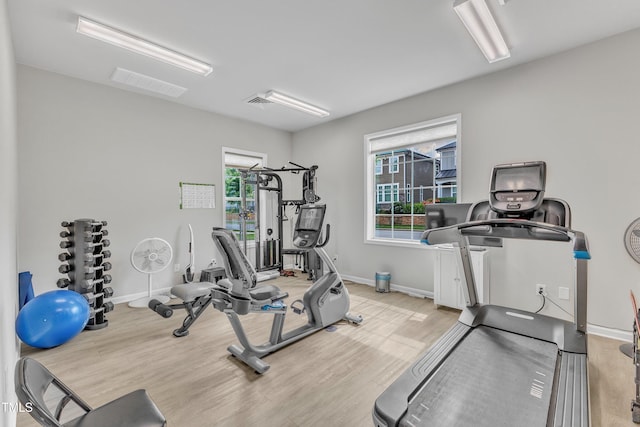 151 Bridge St, Hillsborough, NC 27278 - exercise area with wood finished floors and baseboards