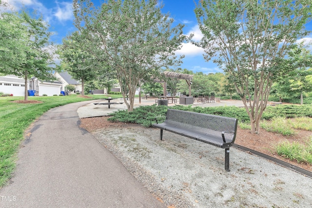 151 Bridge St, Hillsborough, NC 27278 - surrounding community with a pergola and a lawn