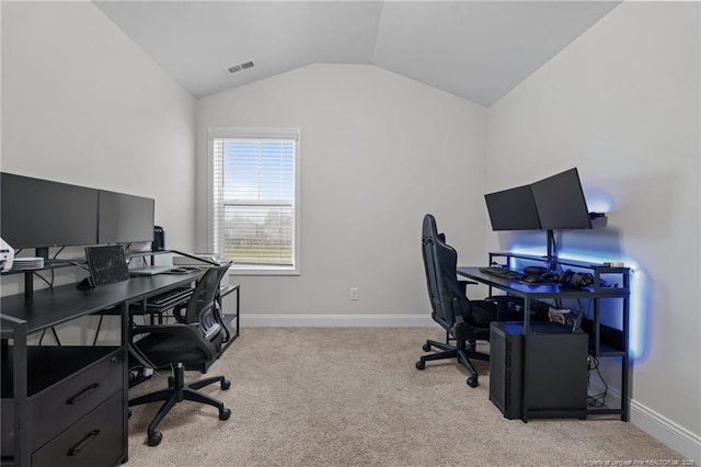 6752 Running Fox Rd, Hope Mills, NC 28348 - office featuring lofted ceiling, carpet, and baseboards