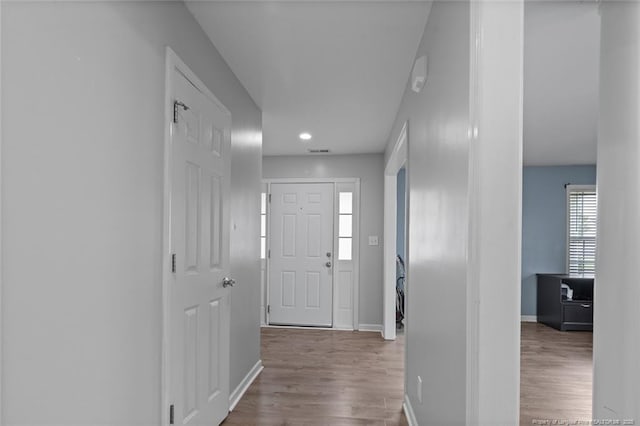 625 Fairfield Cir, Raeford, NC 28376 - foyer entrance with wood finished floors, baseboards, and recessed lighting