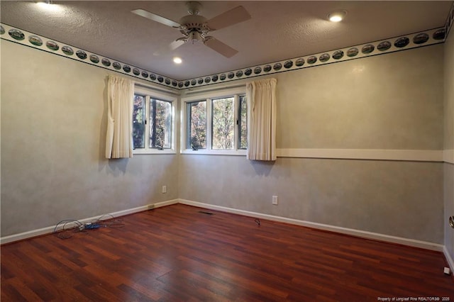 750 Mimosa Dr, Vass, NC 28394 - unfurnished room featuring wood finished floors, a ceiling fan, baseboards, recessed lighting, and a textured ceiling