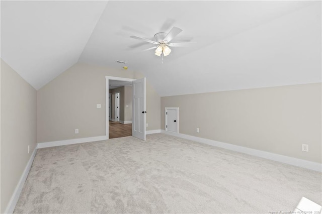 5400 Dowd Rd, West End, NC 27376 - additional living space with carpet flooring, lofted ceiling, a ceiling fan, and baseboards