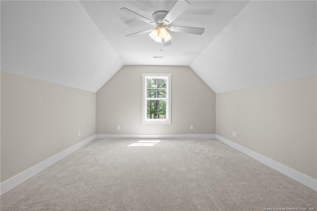 5400 Dowd Rd, West End, NC 27376 - additional living space featuring carpet flooring, baseboards, lofted ceiling, and ceiling fan