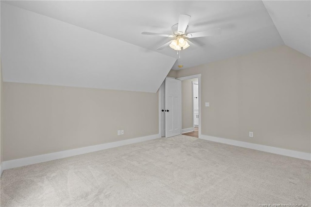 5400 Dowd Rd, West End, NC 27376 - bonus room with vaulted ceiling, ceiling fan, carpet floors, and baseboards