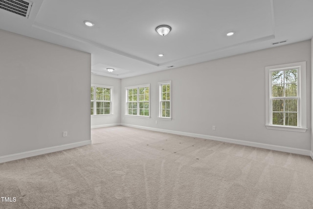 3020 Mavisbank Cir, Apex, NC 27502 - unfurnished room with a raised ceiling, baseboards, recessed lighting, and carpet