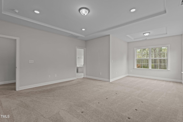 3020 Mavisbank Cir, Apex, NC 27502 - unfurnished room featuring a tray ceiling, carpet floors, baseboards, and recessed lighting