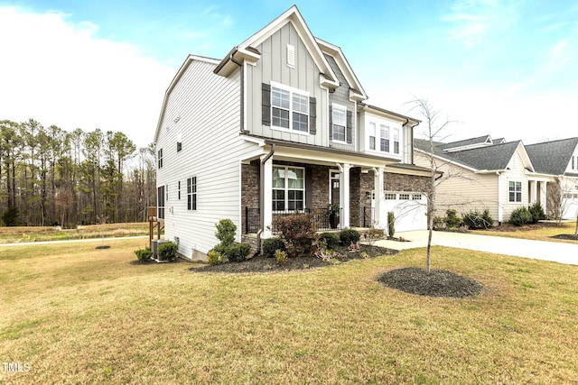 3020 Mavisbank Cir, Apex, NC 27502 - view of front of home with a porch, board and batten siding, driveway, and a front yard