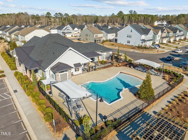 3020 Mavisbank Cir, Apex, NC 27502 - aerial perspective of suburban area with a pool