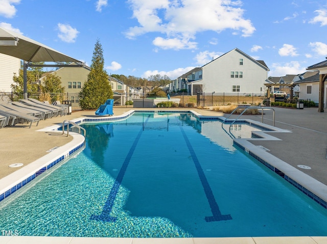 3020 Mavisbank Cir, Apex, NC 27502 - community pool featuring a residential view and a patio area