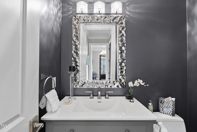 8042 N NC Highway 58, Castalia, NC 27816 - bathroom featuring crown molding and vanity