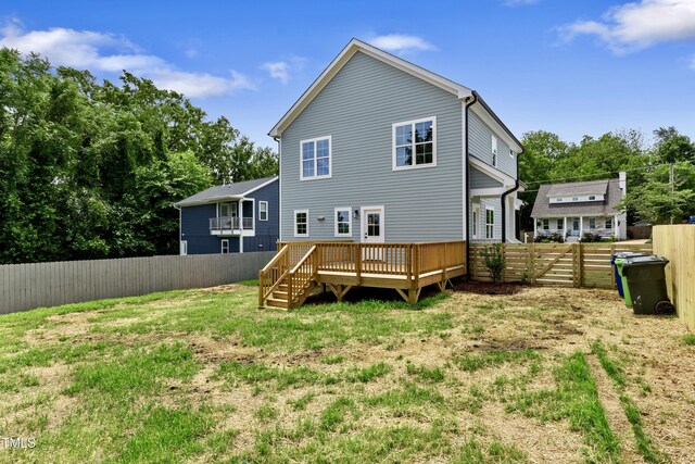 2521 Newbold St, Raleigh, NC 27603 - rear view of house featuring a wooden deck