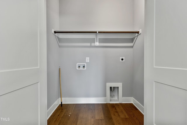 2521 Newbold St, Raleigh, NC 27603 - washroom featuring electric dryer hookup, hookup for a washing machine, wood finished floors, and baseboards