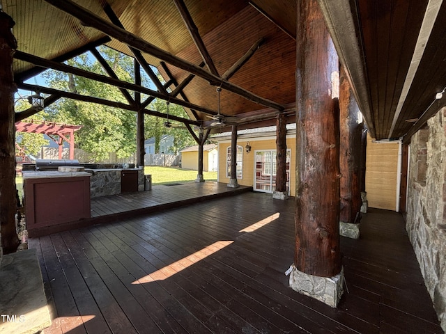 603 Hugo St, Durham, NC 27704 - wooden deck with ceiling fan