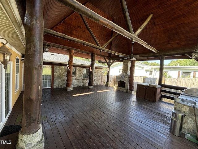 603 Hugo St, Durham, NC 27704 - deck with a ceiling fan