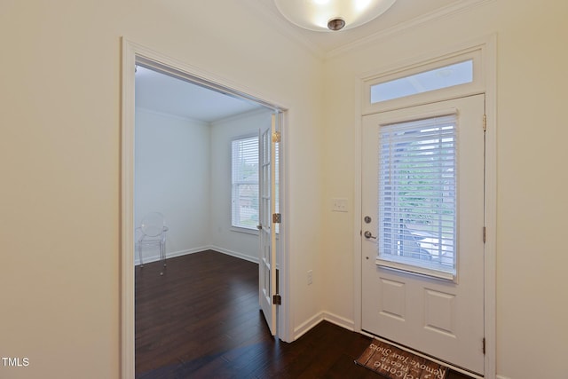 317 Springhurst Ln, Cary, NC 27511 - foyer with dark wood finished floors, crown molding, and baseboards