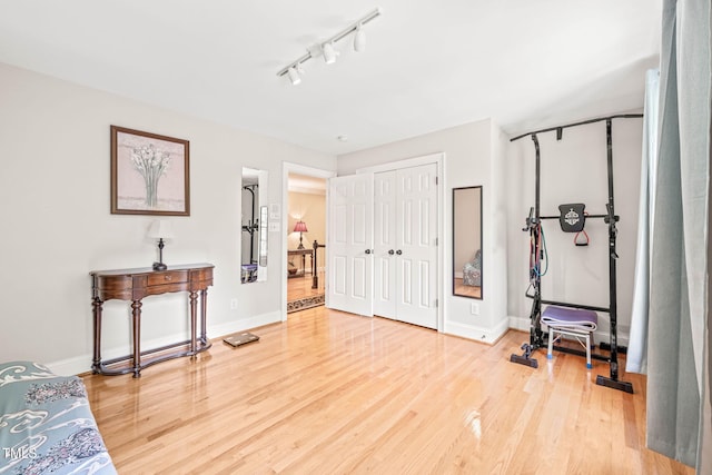 1317 Woodgate Manor Ct, Raleigh, NC 27614 - bedroom featuring wood finished floors and track lighting