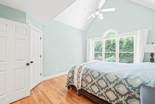 1317 Woodgate Manor Ct, Raleigh, NC 27614 - bedroom featuring lofted ceiling, light wood-type flooring, and ceiling fan