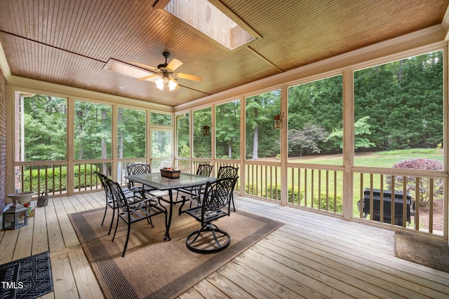1317 Woodgate Manor Ct, Raleigh, NC 27614 - sunroom / solarium with ceiling fan, outdoor dining area, and a skylight