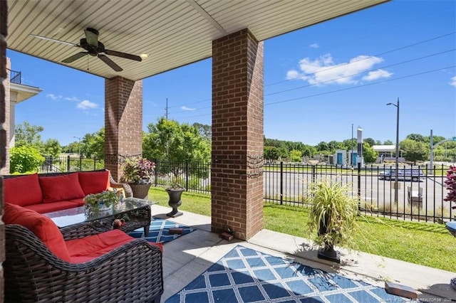 220 Hugh Shelton Loop, Fayetteville, NC 28303 - view of patio / terrace featuring ceiling fan and outdoor lounge area