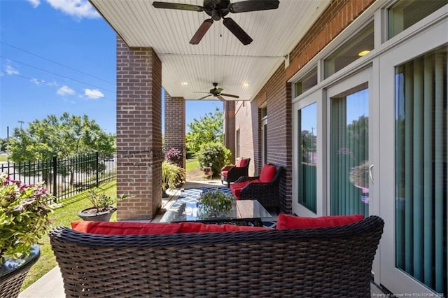 220 Hugh Shelton Loop, Fayetteville, NC 28303 - view of patio / terrace with ceiling fan and an outdoor living space