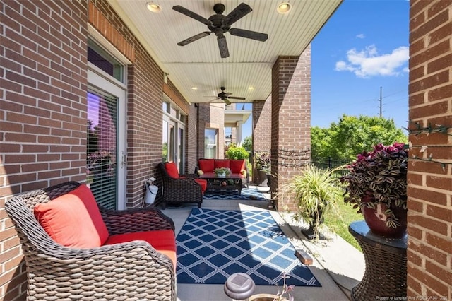 220 Hugh Shelton Loop, Fayetteville, NC 28303 - view of patio with ceiling fan and outdoor lounge area