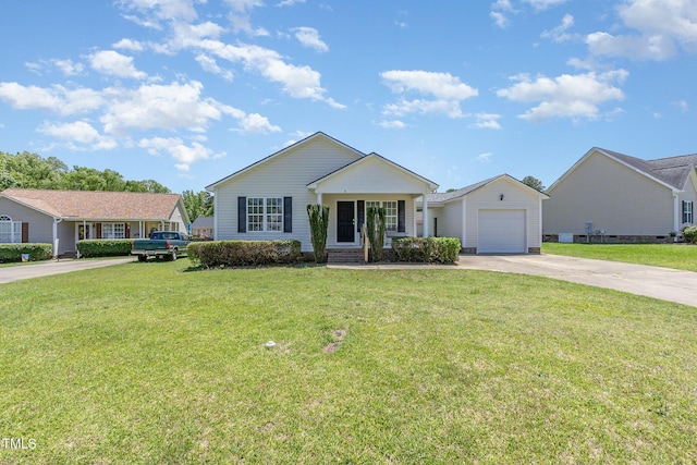 6 N Carolina Ave, Benson, NC 27504 - ranch-style home featuring concrete driveway, a front yard, and an attached garage