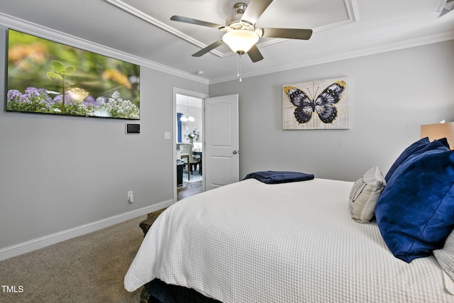 3501 Cranberry Ridge Dr SW, Wilson, NC 27893 - carpeted bedroom with crown molding, baseboards, and a ceiling fan