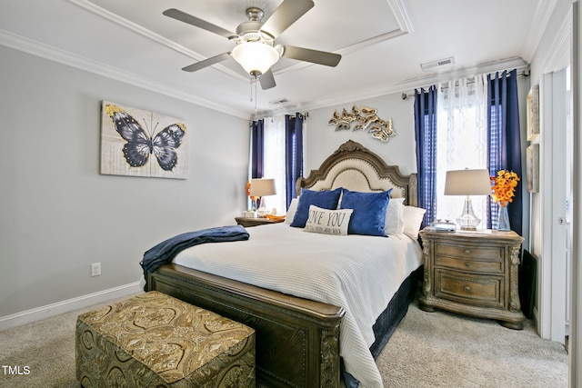 3501 Cranberry Ridge Dr SW, Wilson, NC 27893 - bedroom featuring carpet floors, baseboards, crown molding, and ceiling fan