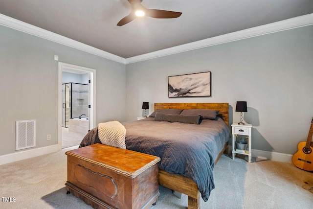 201 Margaret Mann Way, Pittsboro, NC 27312 - carpeted bedroom with crown molding, baseboards, and ceiling fan