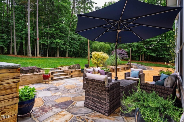 201 Margaret Mann Way, Pittsboro, NC 27312 - view of patio / terrace with an outdoor living space