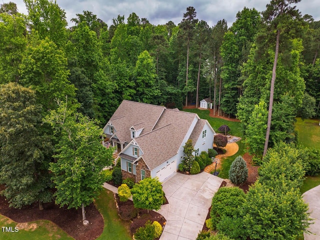 201 Margaret Mann Way, Pittsboro, NC 27312 - aerial view of property and surrounding area with a heavily wooded area