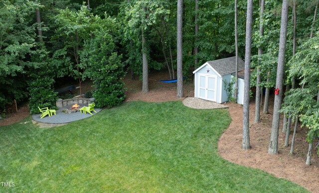 201 Margaret Mann Way, Pittsboro, NC 27312 - view of green lawn with a fire pit