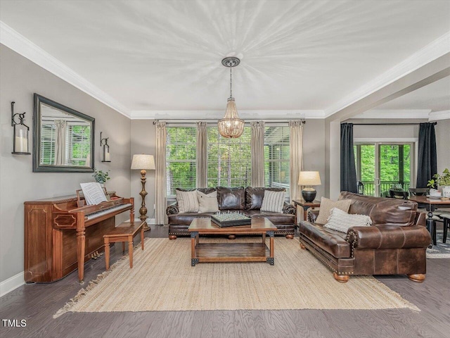 374 Crimson Way, Pittsboro, NC 27312 - living area with wood finished floors, ornamental molding, and baseboards